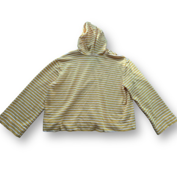 Loft Outlet Yellow/White Stripe Cropped Terrycloth Hooded Sweater Women's Med - Picture 2 of 8